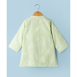 Babyhug 100% Cotton Cambric Woven Full Length Embroidered Dhoti & Kurta Set - Light Green