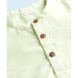 Babyhug 100% Cotton Cambric Woven Full Length Embroidered Dhoti & Kurta Set - Light Green
