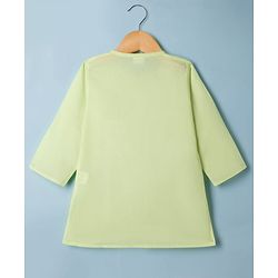 Babyhug Cambric Woven Full Sleeves Solid Kurta & Pyjama Set with Embroidery - Limegreen