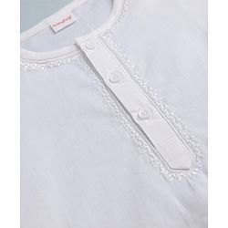 Babyhug Cambric Woven Full Sleeves Solid Kurta & Pajama Set with Embroidery - White