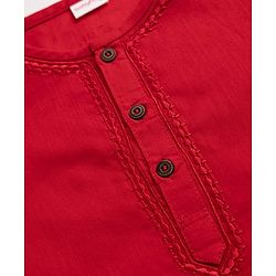 Babyhug 100% Cotton Cambric Woven Full Sleeves Kurta and Pyjama Set - Red