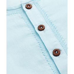 Babyhug Cambric Woven Full Sleeves Kurta Pyjama Set with Placket Embroidery - Aqua Blue
