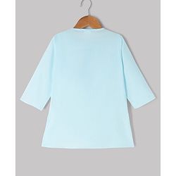 Babyhug Cambric Woven Full Sleeves Kurta Pyjama Set with Placket Embroidery - Aqua Blue