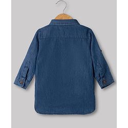 Babyhug Premium 100% Cotton Denim Woven Kurta and Pyjama With Full Sleeves in Blue