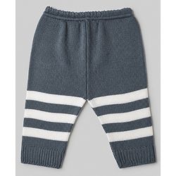 Babyhug Knit Full Sleeves Striped Sweater Sets with Cap & Booties - Grey