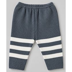 Babyhug Knit Full Sleeves Striped Sweater Sets with Cap & Booties - Grey