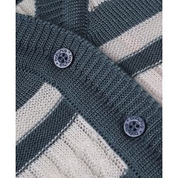 Babyhug Knit Full Sleeves Striped Sweater Sets with Cap & Booties - Grey