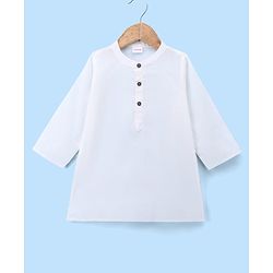 Babyhug Cambric Woven Full Sleves Kurta Pyjama Set and Jacket with Floral Print - Offwhite