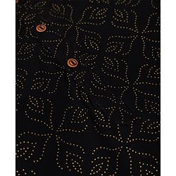 Babyhug Cambric Woven Full Sleeves Kurta & Pyjama Set with Leaf Foil Print - Black