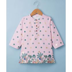 Babyhug 100% Cottom 100% Cotton Cambric Woven Floral Printed Full Sleeves Kurta Pajama Set - Pink