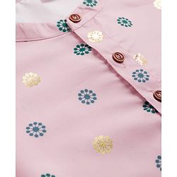 Babyhug 100% Cottom 100% Cotton Cambric Woven Floral Printed Full Sleeves Kurta Pajama Set - Pink