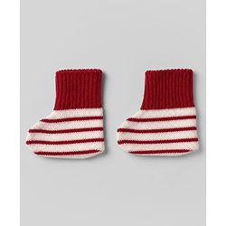 Babyhug Knit Full Sleeves Striped Sweater Set with Cap & Booties - White