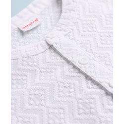 Babyhug 100% Cotton Woven Full Sleeves Kurta & Pyjama Set with Geometric Embroidery in White