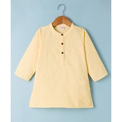 Babyhug 100% Cotton Cambric Woven Full Sleeves Kurta and Pajama with Embroidery -Yellow