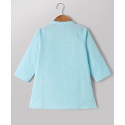 Babyhug 100% Cotton Cambric Full Sleeves Kurta Pyjama Set with Diamond Embroidery in Sky Blue