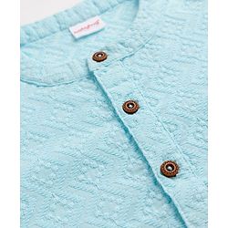 Babyhug 100% Cotton Cambric Full Sleeves Kurta Pyjama Set with Diamond Embroidery in Sky Blue