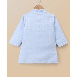 Babyhug Cambric Woven Full Sleeves Kurta Pyjama Set with Foil Print - Light Blue