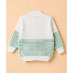 Babyhug Knit Cardigan and Pant with Full Sleeves and Color Block Design in Mint for Preemie-Preemie