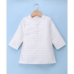 Babyhug Cambric Woven Full Sleeves Kurta Pyjama Set with Foil Print - White