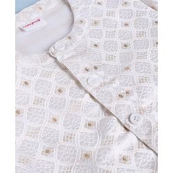 Babyhug Cambric Woven Full Sleeves Kurta Pyjama Set with Foil Print - White