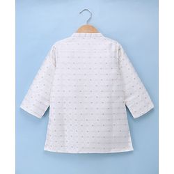 Babyhug Cambric Woven Full Sleeves Kurta Pyjama Set with Foil Print - White