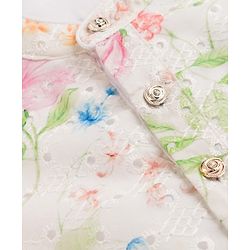 Babyhug Cambri 100% Cotton Woven Schiffli Floral Printed Full Sleeves Kurta Dhoti Set - White & Pink