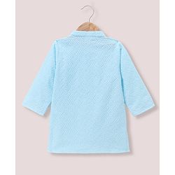 Babyhug 100% Cotton Cambric Woven Full Sleeves Embroidered Kurta & Dhoti Set - Light Blue
