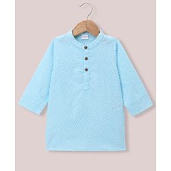 Babyhug 100% Cotton Cambric Woven Full Sleeves Embroidered Kurta & Dhoti Set - Light Blue