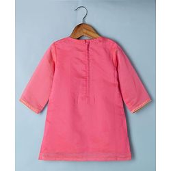 Babyhug Woven Georgette Three Fourth Sleeves Embroidered Kurti Sharara and Dupatta Set - Dark Pink