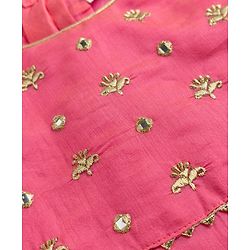 Babyhug Woven Georgette Three Fourth Sleeves Embroidered Kurti Sharara and Dupatta Set - Dark Pink
