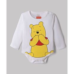 Babyhug Disney Interlock Knit Full Sleeves Onesies With Animal Print & Winnie The Pooh Graphic Pack of 3 - Yellow, White & Blue