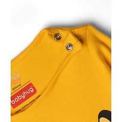 Babyhug Disney Interlock Knit Full Sleeves Onesie With Cap and Lion King Graphic - Yellow
