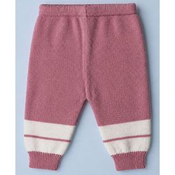 Babyhug Knit Full Sleeves Colour Block Design Sweater Set with Cap & Booties - Peach