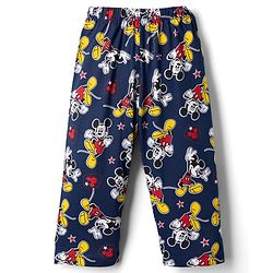 Babyhug Disney Single Jersey Knit Full Sleeves Front Open Shirt & Pyjama Night Suit Co-Ords Set With Mickey Mouse Graphic - Navy Blue
