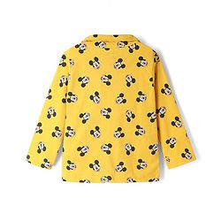 Babyhug Disney Single Jersey Knit Full Sleeves Co-Ords Shirt & Pyjama Night Suit with Mickey Mouse Print - Yellow