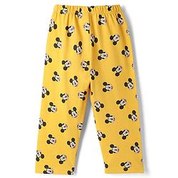 Babyhug Disney Single Jersey Knit Full Sleeves Co-Ords Shirt & Pyjama Night Suit with Mickey Mouse Print - Yellow
