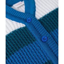 Babyhug Knit Full Sleeves Sweater Set With Cap Booties & Stripes Design - White