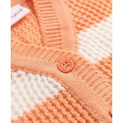 Babyhug Knit Full Sleeves Sweater Set and Cap with Booties and Striped Print in Orange