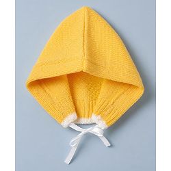 Babyhug Knit Sweater Set and Cap and Booties with Full Sleeves and Stripes Design in Yellow for Preemie-Preemie