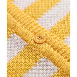 Babyhug Knit Sweater Set and Cap and Booties with Full Sleeves and Stripes Design in Yellow for Preemie-Preemie
