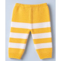 Babyhug Knit Sweater Set and Cap and Booties with Full Sleeves and Stripes Design in Yellow for Preemie-Preemie
