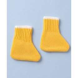 Babyhug Knit Sweater Set and Cap and Booties with Full Sleeves and Stripes Design in Yellow for Preemie-Preemie