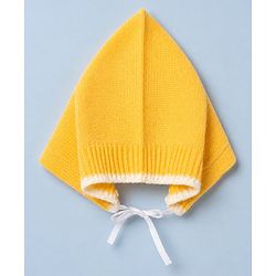 Babyhug Knit Sweater Set and Cap and Booties with Full Sleeves and Stripes Design in Yellow for Preemie-Preemie