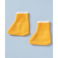 Babyhug Knit Sweater Set and Cap and Booties with Full Sleeves and Stripes Design in Yellow for Preemie-Preemie
