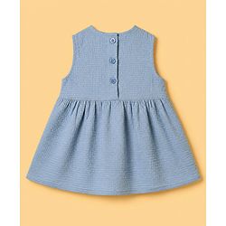 Babyhug 100% Cotton Woven Sleeveless Top and Shorts Set With Bow Applique - Blue