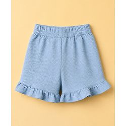 Babyhug 100% Cotton Woven Sleeveless Top and Shorts Set With Bow Applique - Blue