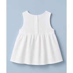 Babyhug 100% Cotton Woven Sleeveless Top and Shorts Set With Bow Applique - White