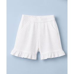 Babyhug 100% Cotton Woven Sleeveless Top and Shorts Set With Bow Applique - White