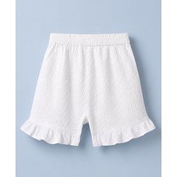 Babyhug 100% Cotton Woven Sleeveless Top and Shorts Set With Bow Applique - White