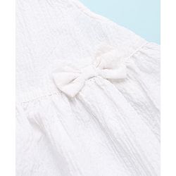 Babyhug 100% Cotton Woven Sleeveless Top and Shorts Set With Bow Applique - White